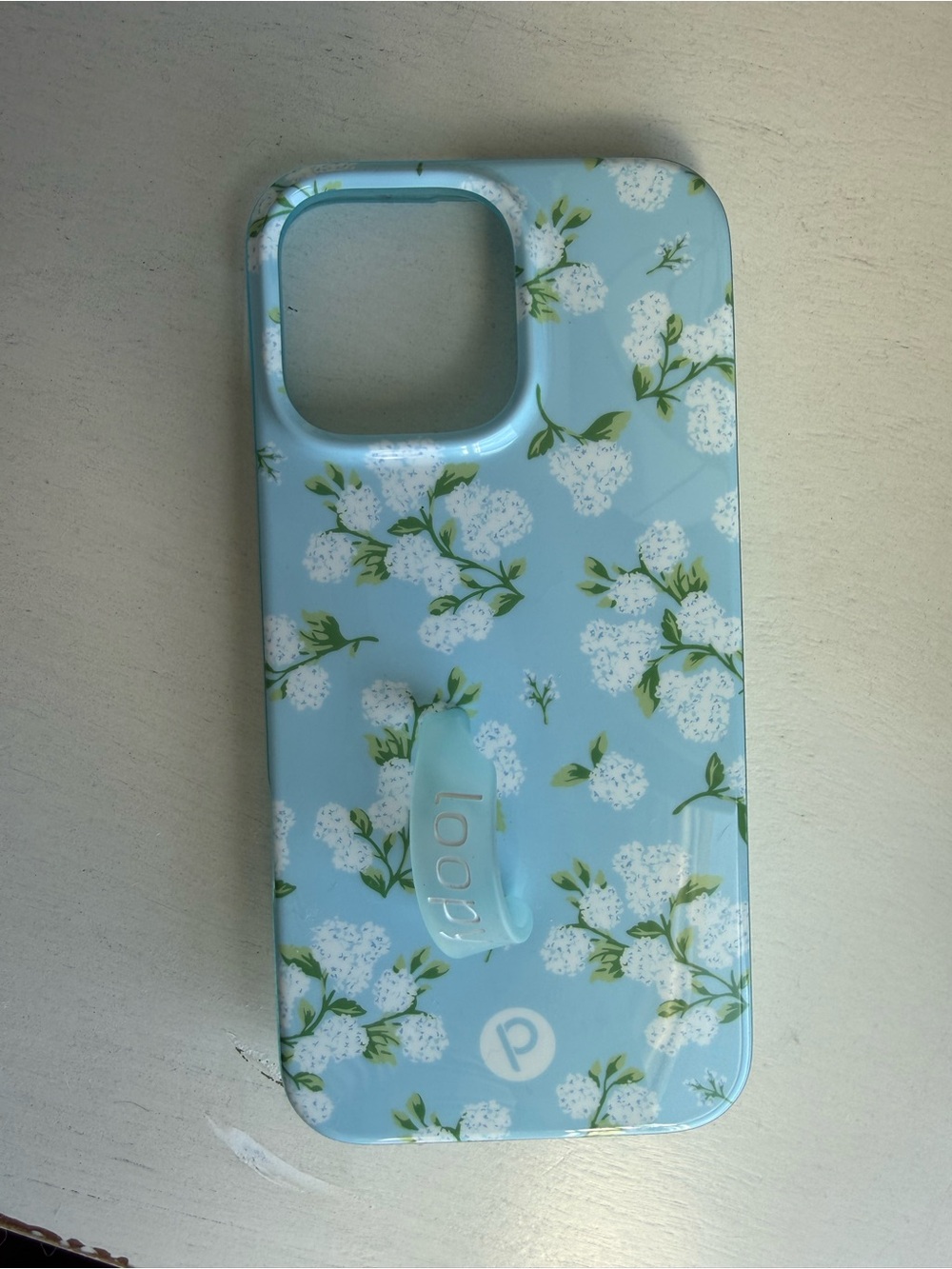 Loopy Case Light Blue Floral Phone Case with White Blossoms